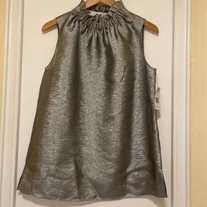 Silver scrunch collar blouse